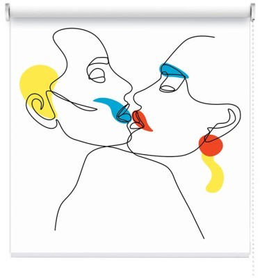 Houseart Φιλί ζευγαριού με χρώμα, Line Art, Ρολοκουρτίνες, 100 x 69 εκ.